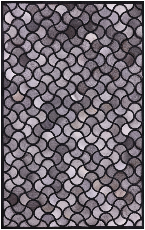 Black & Grey Patchwork Natural Cowhide Rug - 5' 0