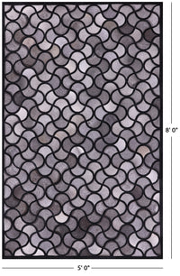 Thumbnail for Black & Grey Patchwork Natural Cowhide Rug - 5' 0