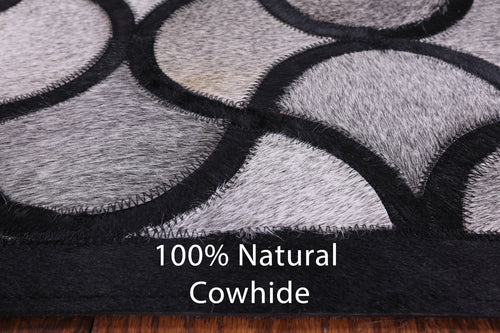 Black & Grey Patchwork Natural Cowhide Rug - 5' 0