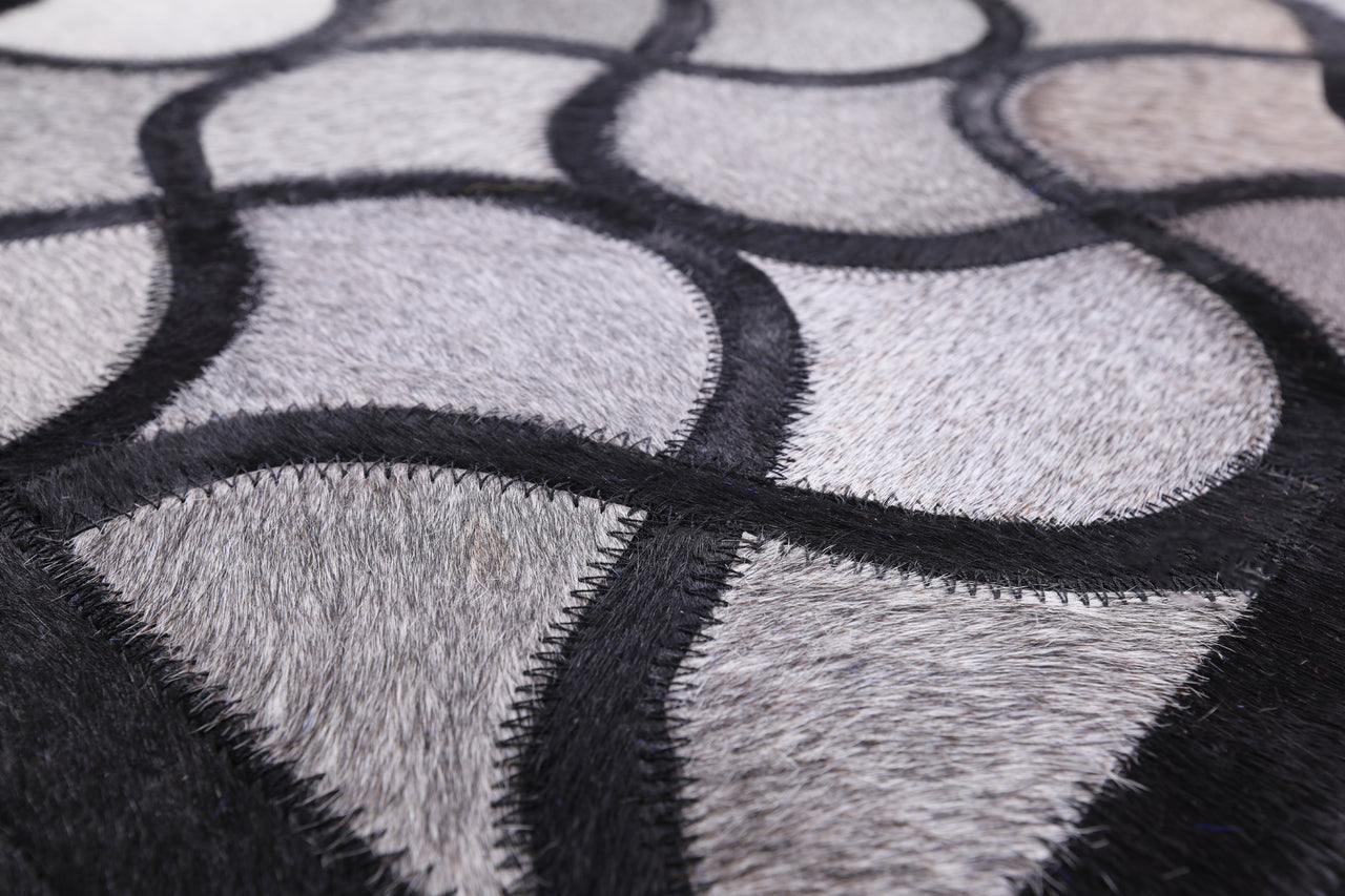 Black & Grey Patchwork Cowhide Runner Rug - 4' 0" x 10' 0"