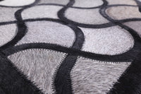 Thumbnail for Black & Grey Patchwork Cowhide Runner Rug - 4' 0