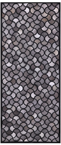 Thumbnail for Black & Grey Patchwork Cowhide Runner Rug - 4' 0