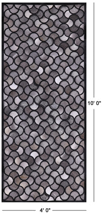 Thumbnail for Black & Grey Patchwork Natural Cowhide Runner Rug - 4' 0