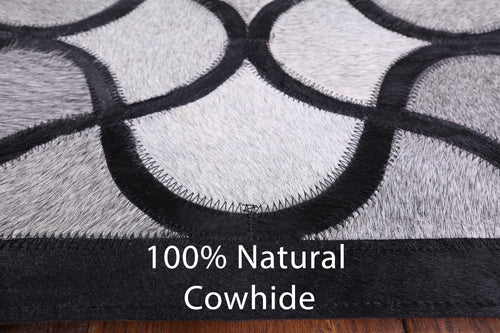 Black & Grey Patchwork Natural Cowhide Rug - 4' 0
