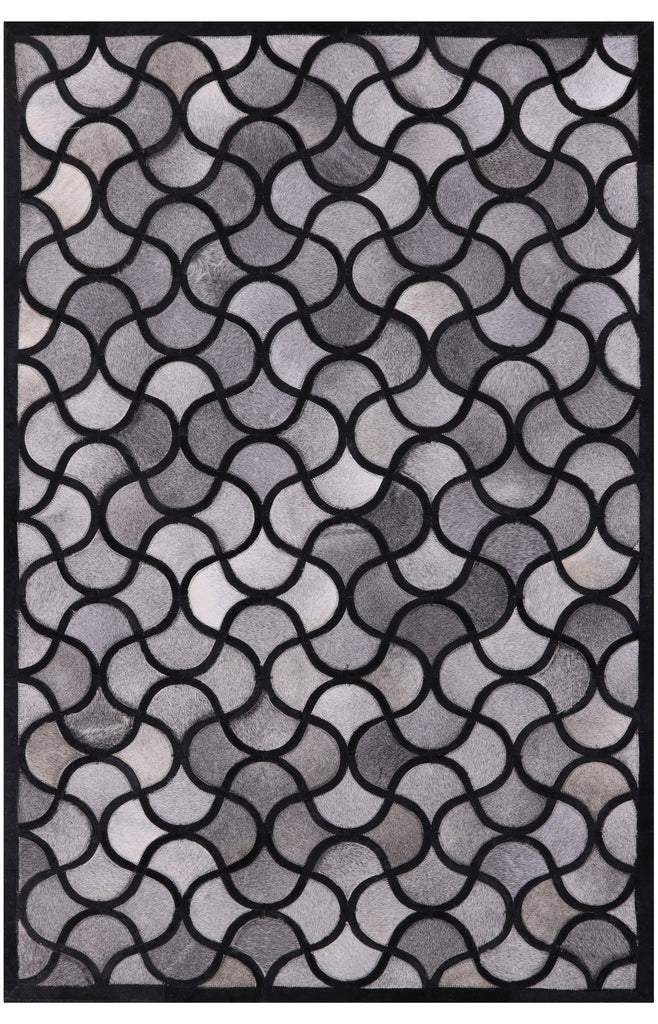 Black & Grey Patchwork Natural Cowhide Rug - 4' 0" x 6' 0"