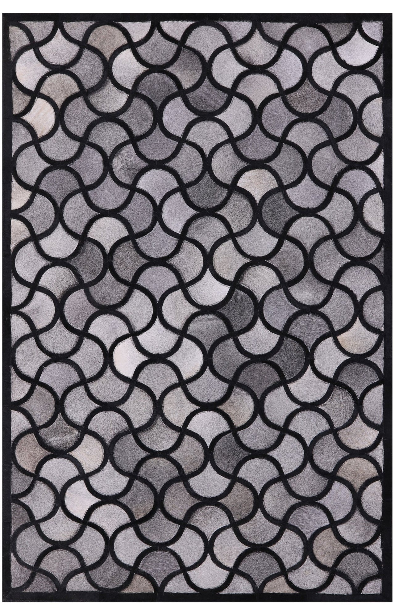 Black & Grey Patchwork Cowhide Rug - 4' 0" x 6' 0"