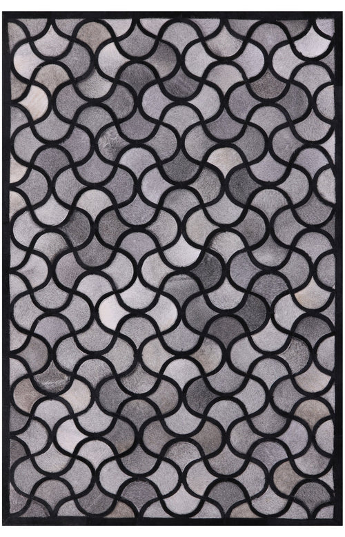 Black & Grey Patchwork Natural Cowhide Rug - 4' 0