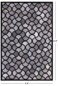 Thumbnail for Black & Grey Patchwork Natural Cowhide Rug - 4' 0