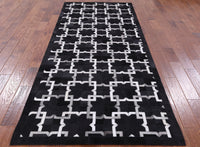 Thumbnail for Black Patchwork Cowhide Runner Rug - 4' 0