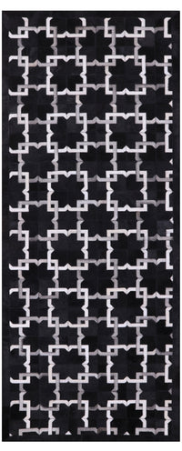 Thumbnail for Black Patchwork Cowhide Runner Rug - 4' 0