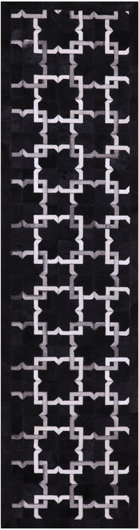 Thumbnail for Black Patchwork Cowhide Runner Rug - 2' 6