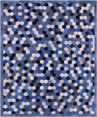 Thumbnail for Blue & White Patchwork Cowhide Rug - 8' 0