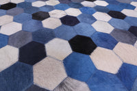 Thumbnail for Blue & White Patchwork Cowhide Rug - 8' 0