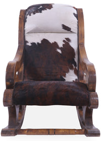 Thumbnail for Hair-On Cowhide Wooden Handcrafted Rocking Chair