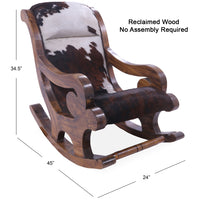 Thumbnail for Hair-On Cowhide Wooden Handcrafted Rocking Chair