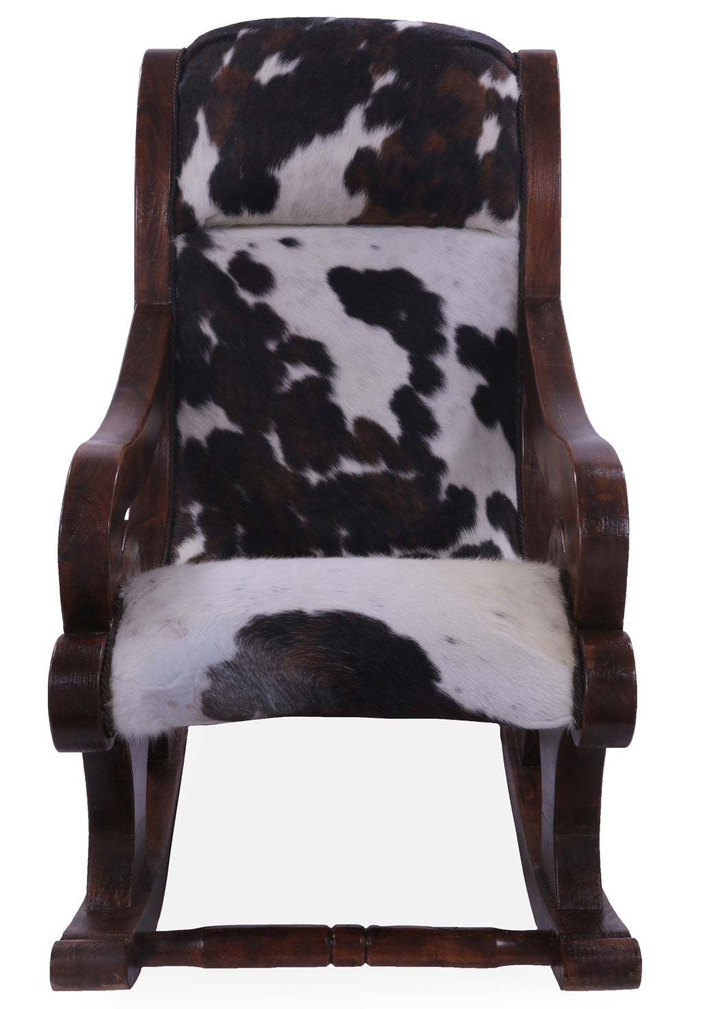 Hair-On Cowhide Wooden Handcrafted Rocking Chair