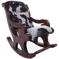 Thumbnail for Hair-On Cowhide Wooden Handcrafted Rocking Chair