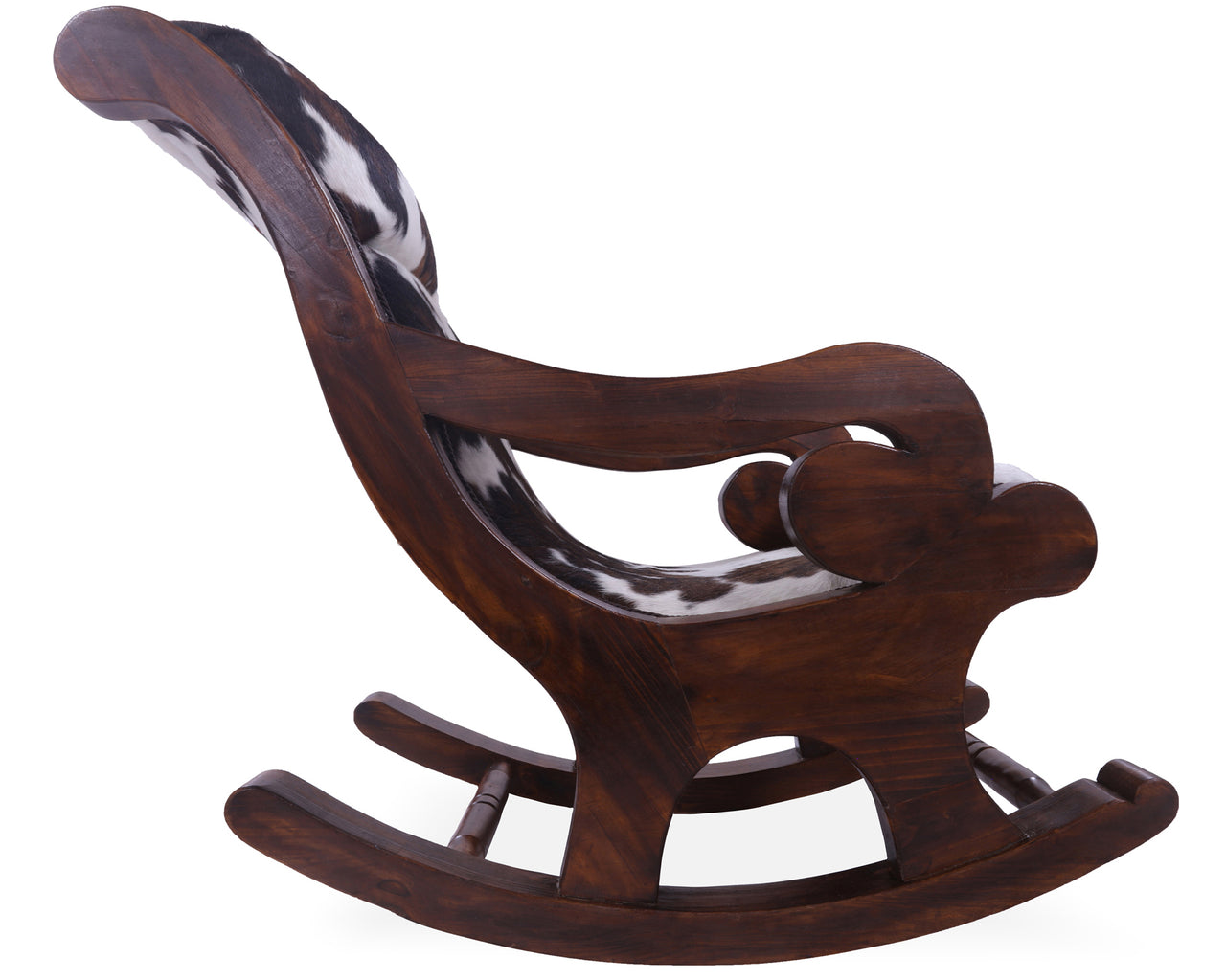 Hair-On Cowhide Wooden Handcrafted Rocking Chair