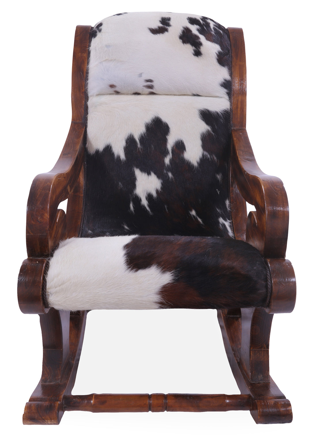 Hair-On Cowhide Wooden Handcrafted Rocking Chair