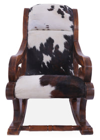 Thumbnail for Hair-On Cowhide Wooden Handcrafted Rocking Chair