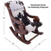 Thumbnail for Hair-On Cowhide Wooden Handcrafted Rocking Chair