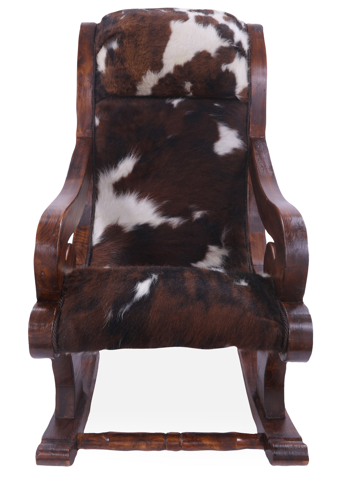 Hair-On Cowhide Wooden Handcrafted Rocking Chair