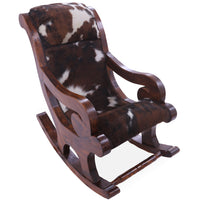 Thumbnail for Hair-On Cowhide Wooden Handcrafted Rocking Chair