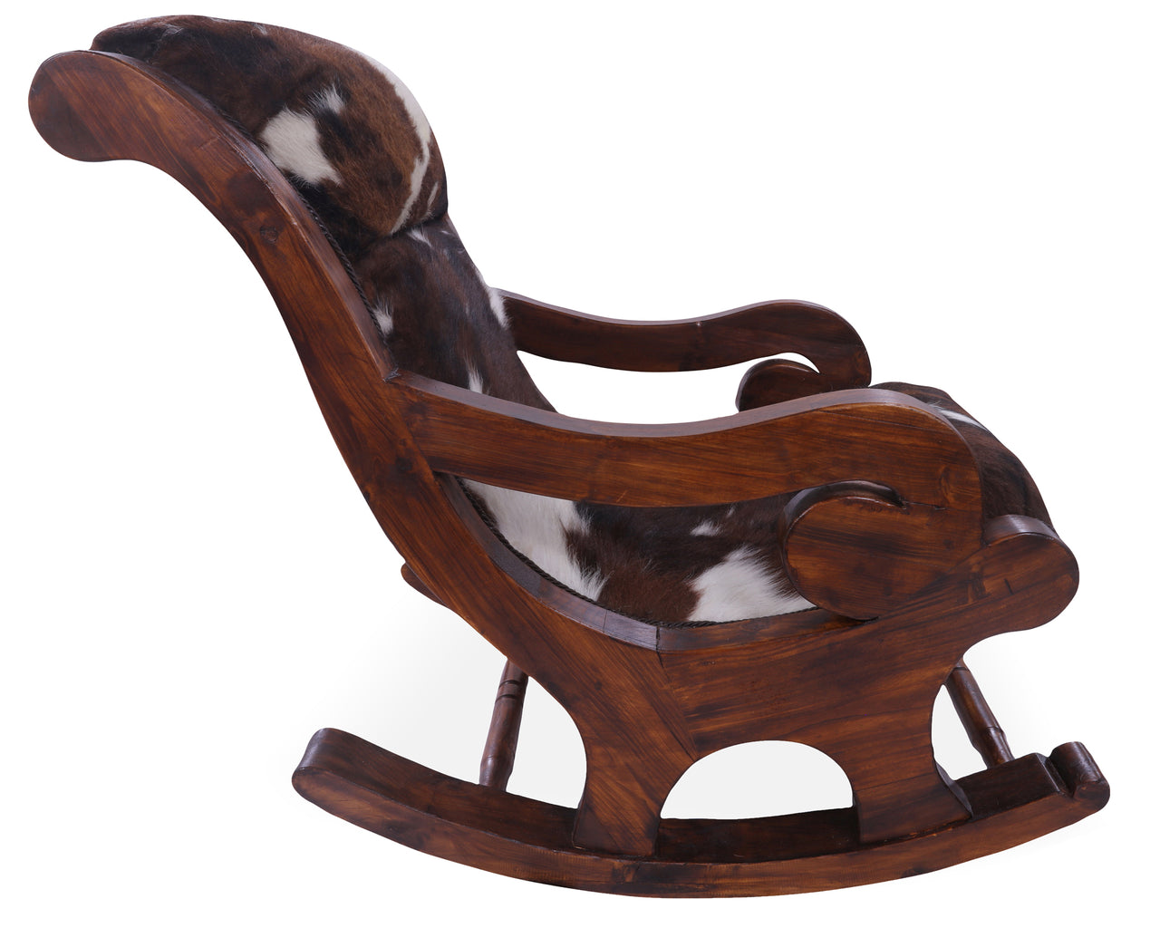 Hair-On Cowhide Wooden Handcrafted Rocking Chair