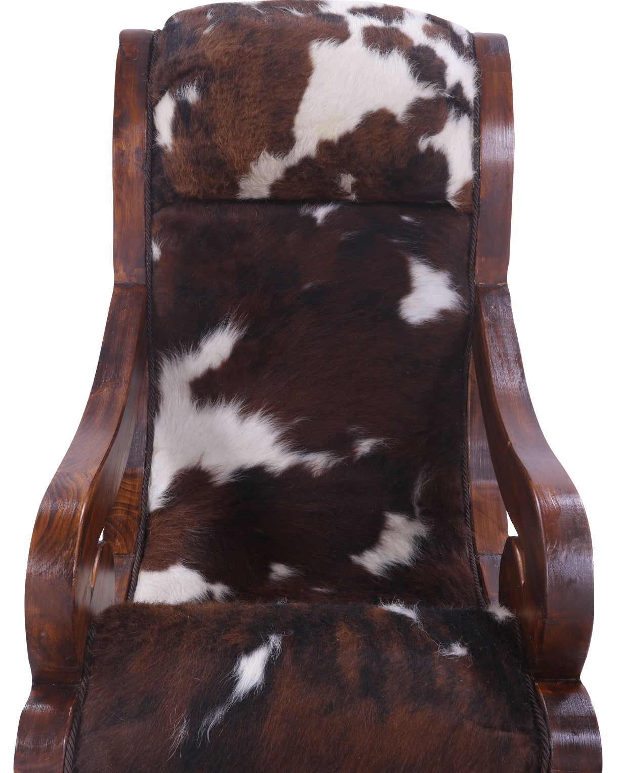 Hair-On Cowhide Wooden Handcrafted Rocking Chair