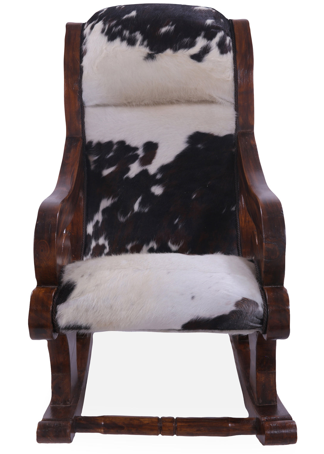 Hair-On Cowhide Wooden Handcrafted Rocking Chair