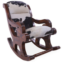 Thumbnail for Hair-On Cowhide Wooden Handcrafted Rocking Chair