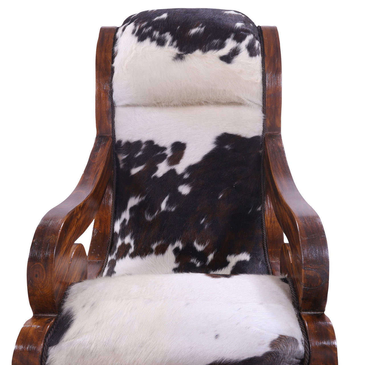 Hair-On Cowhide Wooden Handcrafted Rocking Chair