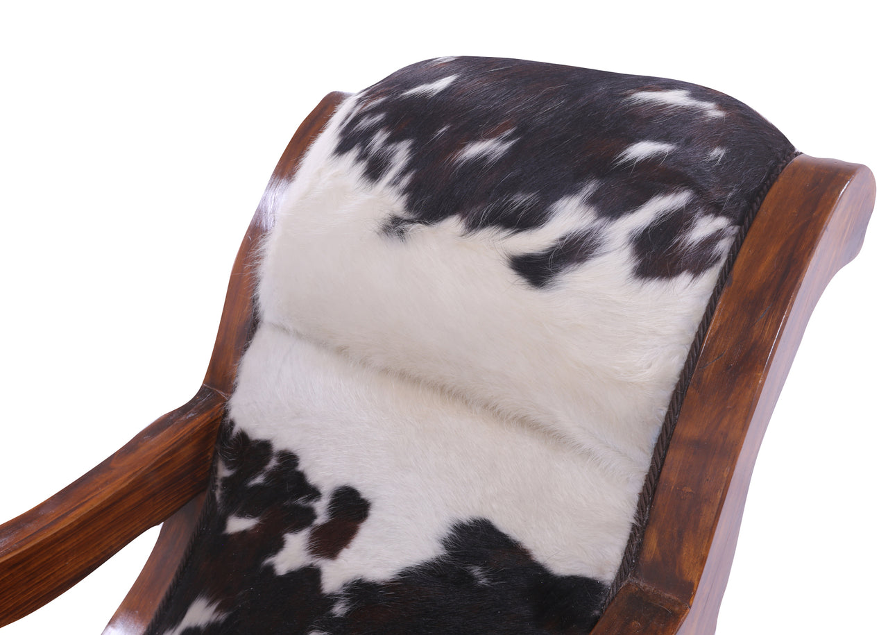 Hair-On Cowhide Wooden Handcrafted Rocking Chair