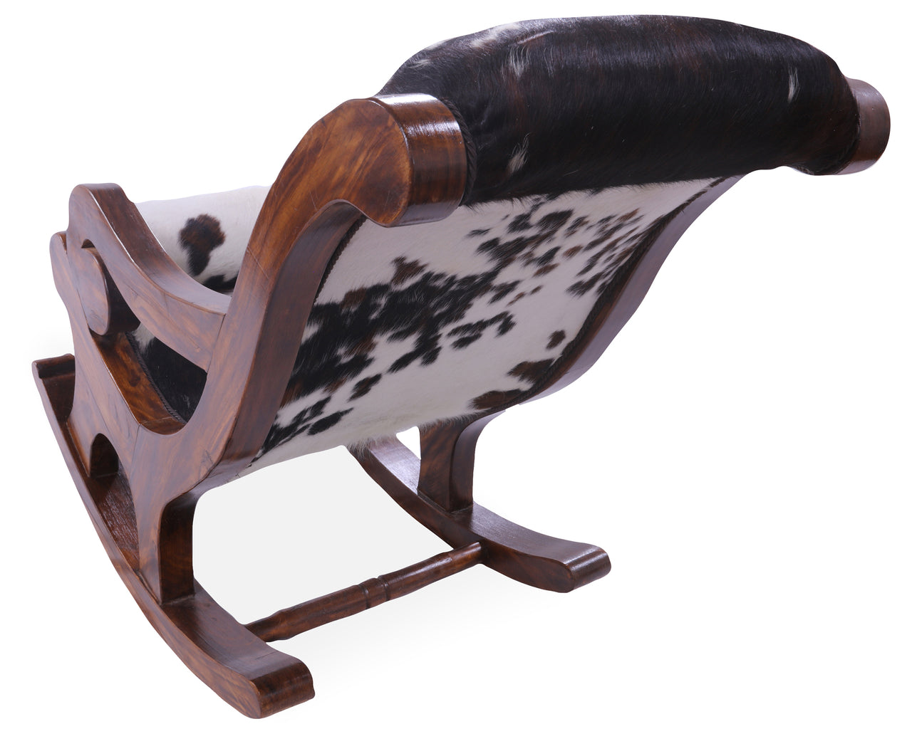 Hair-On Cowhide Wooden Handcrafted Rocking Chair