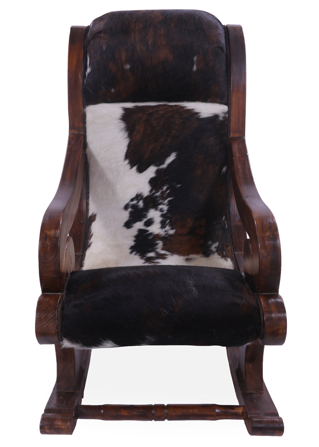 Hair-On Cowhide Wooden Handcrafted Rocking Chair