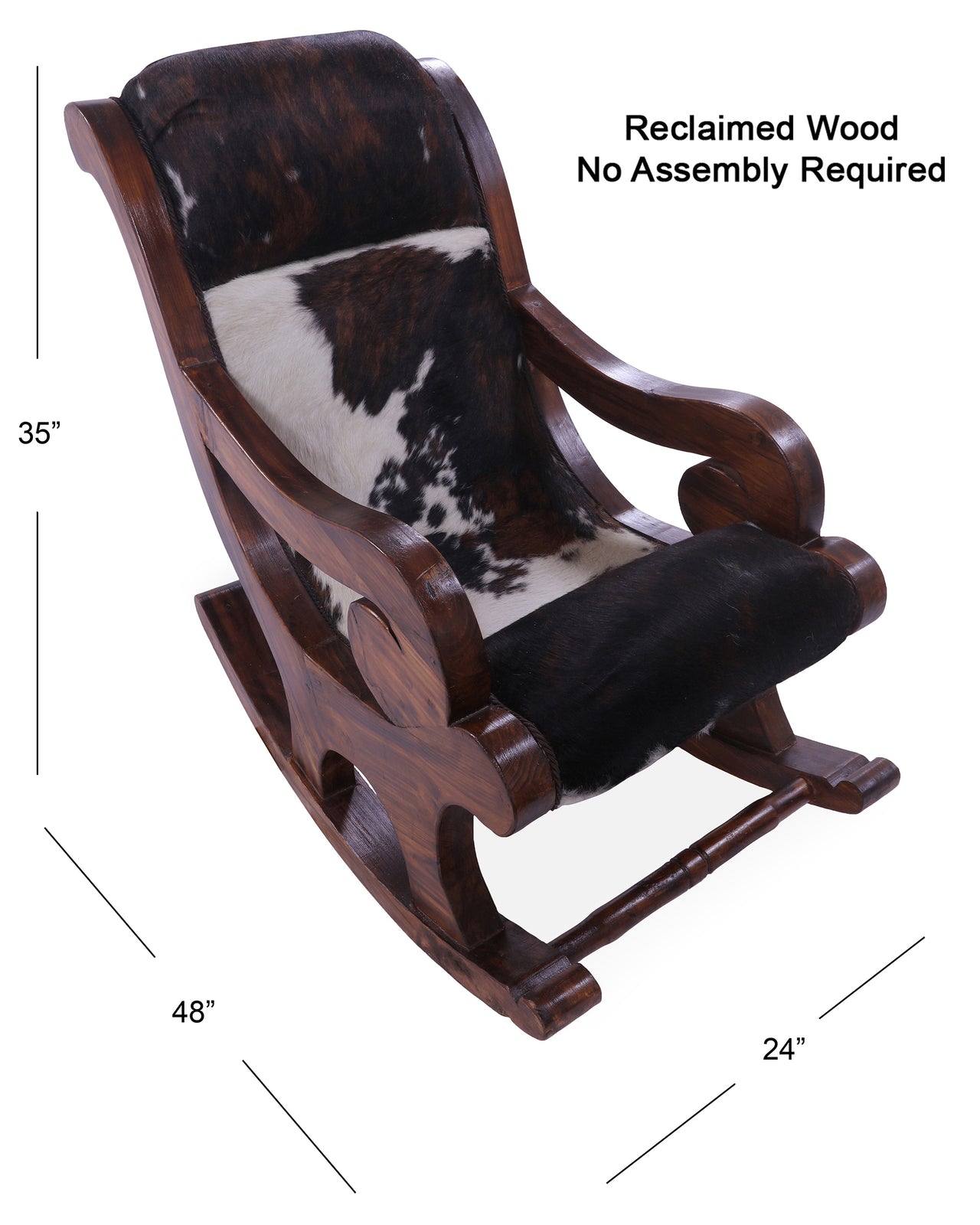 Hair-On Cowhide Wooden Handcrafted Rocking Chair