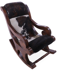 Thumbnail for Hair-On Cowhide Wooden Handcrafted Rocking Chair