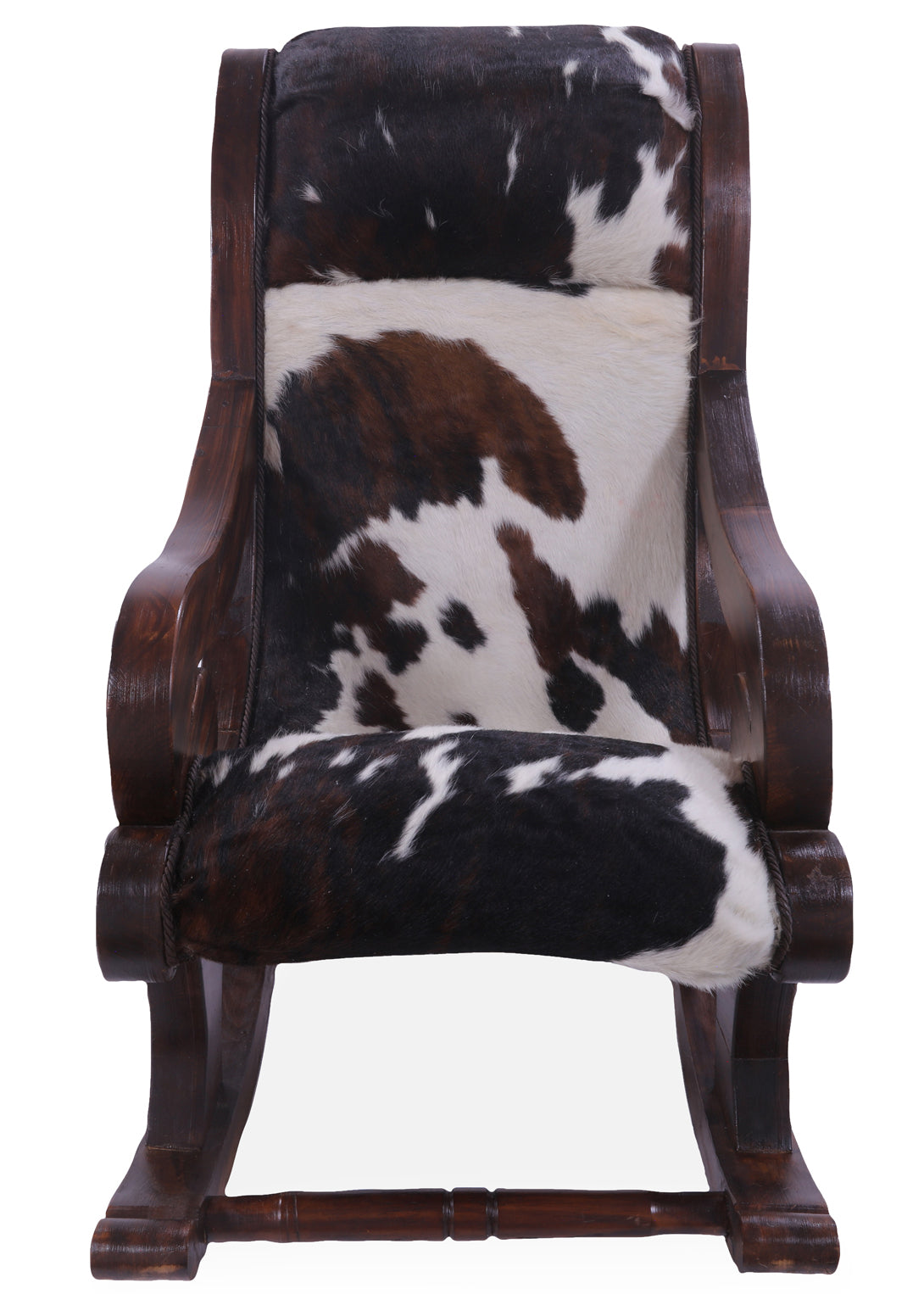 Hair-On Cowhide Wooden Handcrafted Rocking Chair