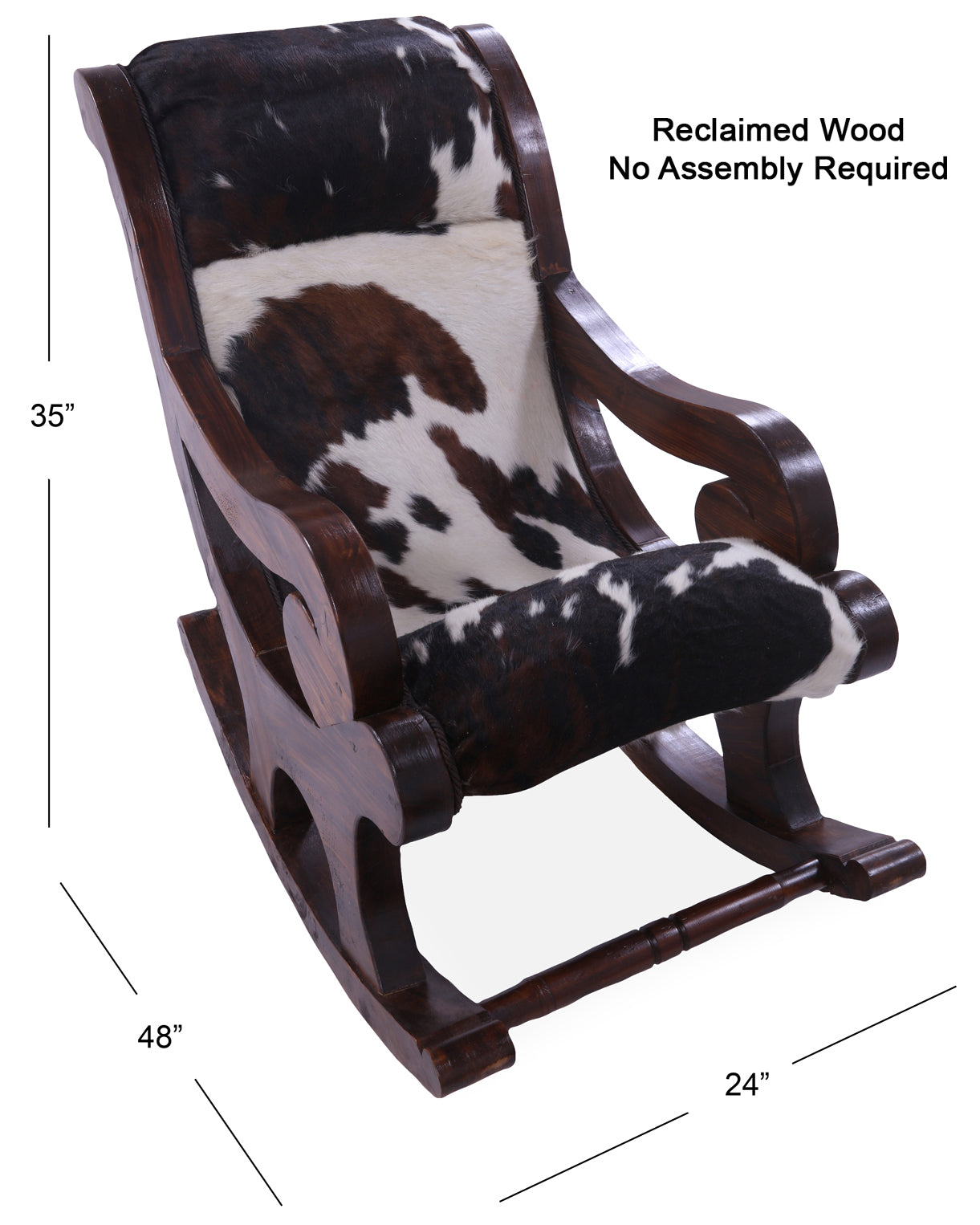 Hair-On Cowhide Wooden Handcrafted Rocking Chair