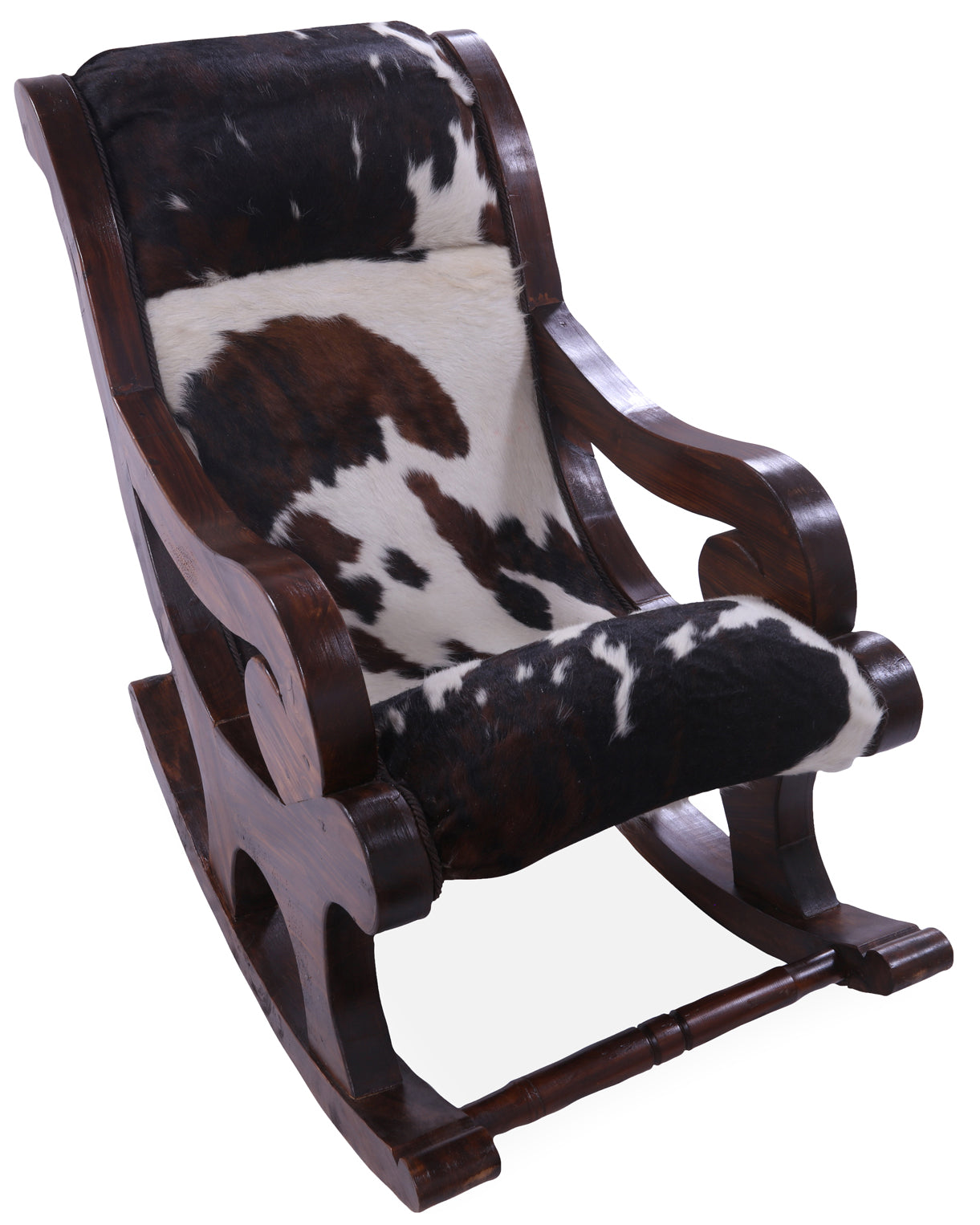 Hair-On Cowhide Wooden Handcrafted Rocking Chair