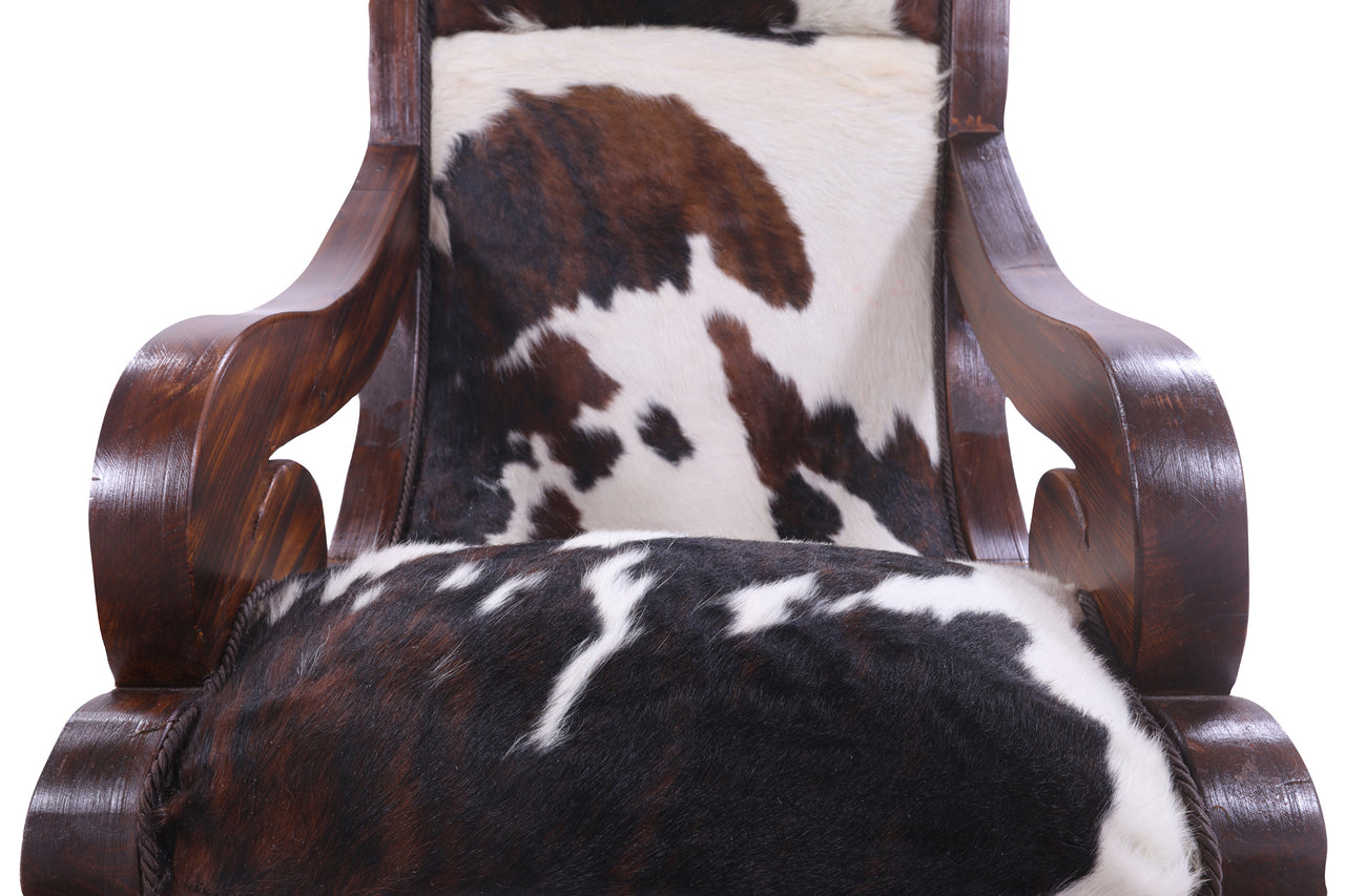 Hair-On Cowhide Wooden Handcrafted Rocking Chair