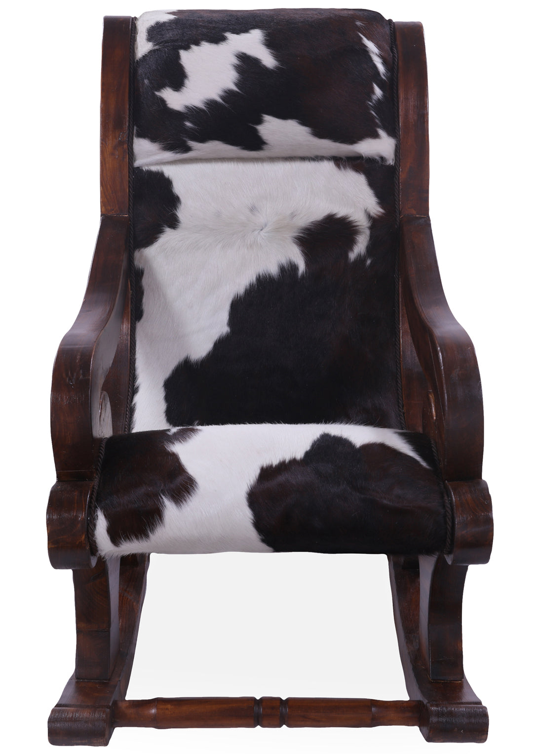 Hair-On Cowhide Wooden Handcrafted Rocking Chair