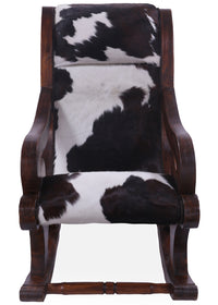 Thumbnail for Hair-On Cowhide Wooden Handcrafted Rocking Chair