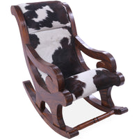 Thumbnail for Hair-On Cowhide Wooden Handcrafted Rocking Chair