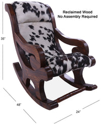 Thumbnail for Hair-On Cowhide Wooden Handcrafted Rocking Chair