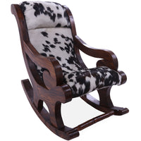 Thumbnail for Hair-On Cowhide Wooden Handcrafted Rocking Chair