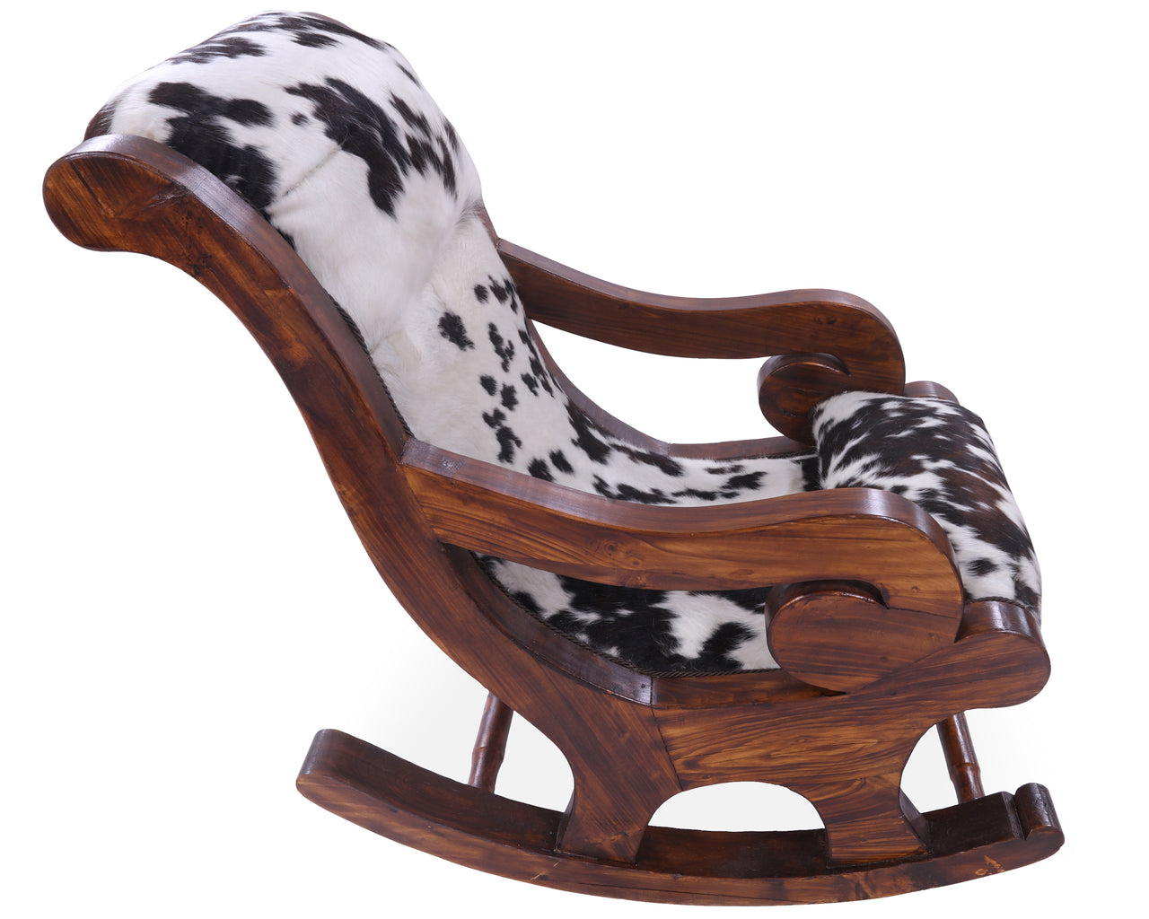 Hair-On Cowhide Wooden Handcrafted Rocking Chair