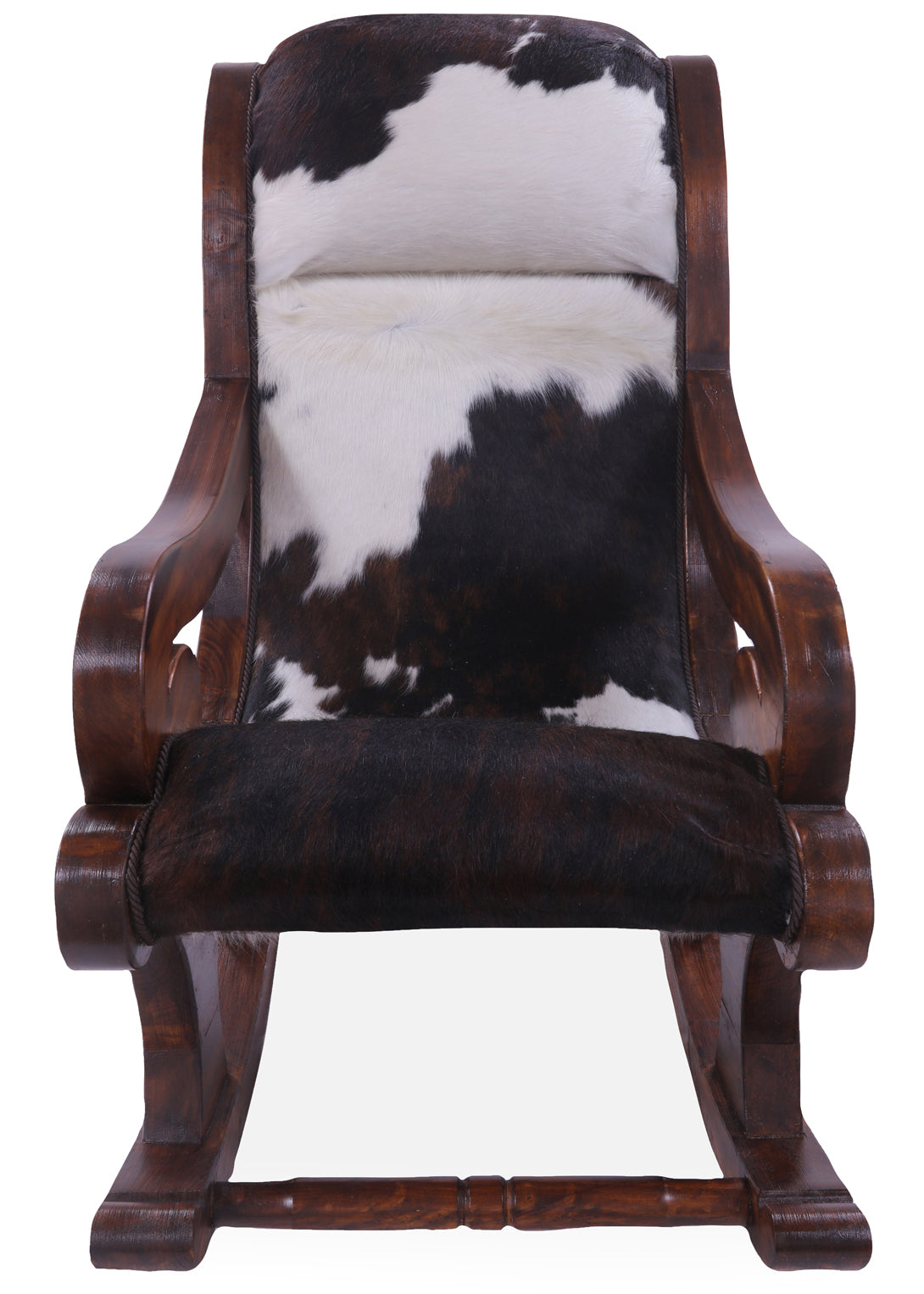 Hair-On Cowhide Wooden Handcrafted Rocking Chair