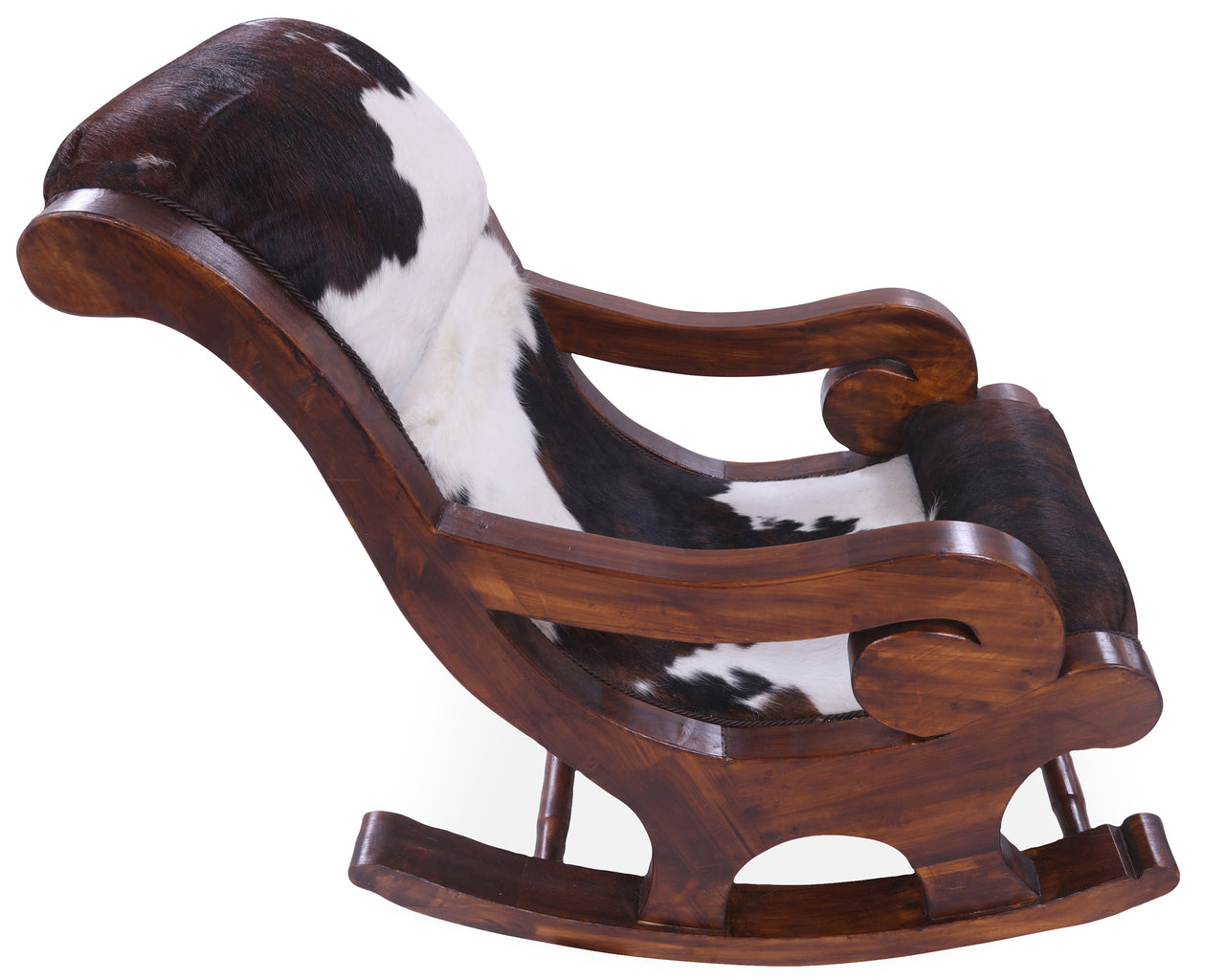 Hair-On Cowhide Wooden Handcrafted Rocking Chair