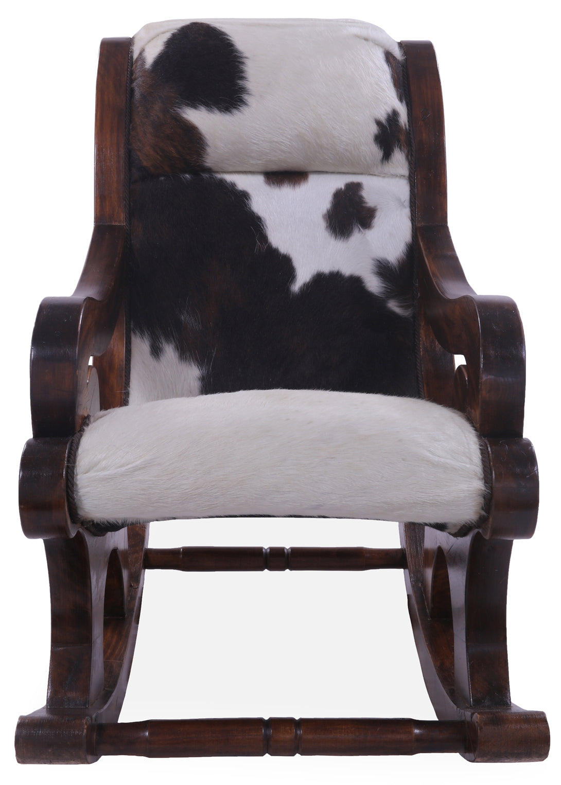 Hair-On Cowhide Wooden Handcrafted Rocking Chair